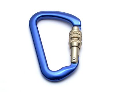 Moschettone a D in alluminio blu B231K con ghiera a vite