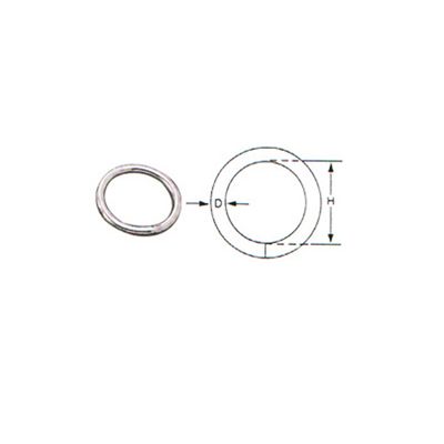 Anello tondo saldato SS317 in acciaio inossidabile, foto con disegno quotato
