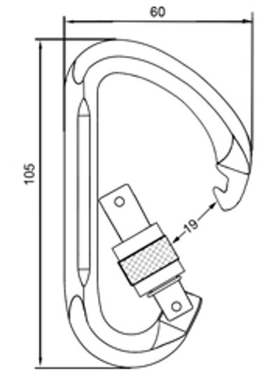 Plano de dimensiones del B511 con apertura de 19 mm