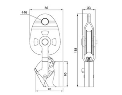 Seilrolle AADP-021, Maßzeichnung