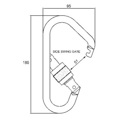 Großer Karabiner 2307SG aus verzinktem Stahl mit Schraubverschluss und seitlich schwenkendem Schnapper, zweite Ansicht