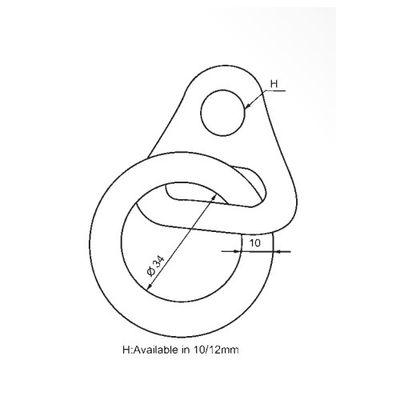 Disegno quotato della placchetta con anello 725