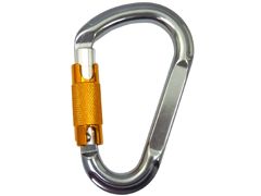Birnenförmiger Aluminiumkarabiner A12120KTL mit orangefarbener Twist-Lock-Hülse