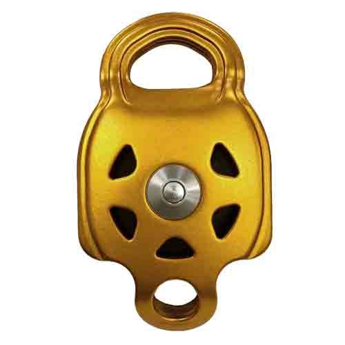 Gold eloxierte Seilrolle AP-090-B aus Aluminium mit Kugellager