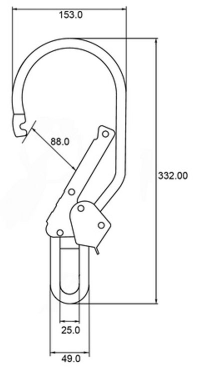 Karabinerhaken SH1090 aus Stahl mit 88 mm Öffnungsweite, zweite Ansicht