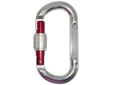 Mousqueton ovale A12110KSG en aluminium avec virole à vis rouge