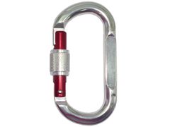 Ovaler Aluminiumkarabiner A12110KSG mit roter Schraubhülse