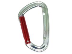 Moschettone in alluminio argento A740KNS con leva dritta rossa