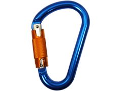 Mosquetón de bloqueo automático A12123TL de aluminio azul en forma de pera