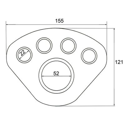 Plano de dimensiones de la placa multianclaje B001