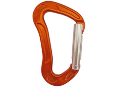 Orangefarbener Karabiner A12220KNS aus Aluminium 7075 mit silbernem geradem Schnapper