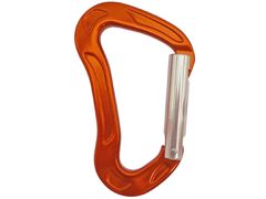 Orangefarbener Karabiner A12220KNS aus Aluminium 7075 mit silbernem geradem Schnapper