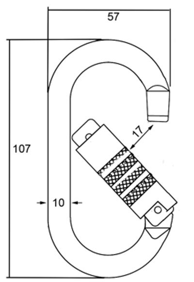 Triple-Lock-Karabiner 2442KTL-3 aus verzinktem Stahl, zweite Ansicht