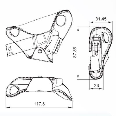 Plano de dimensiones del bloqueador ventral A696
