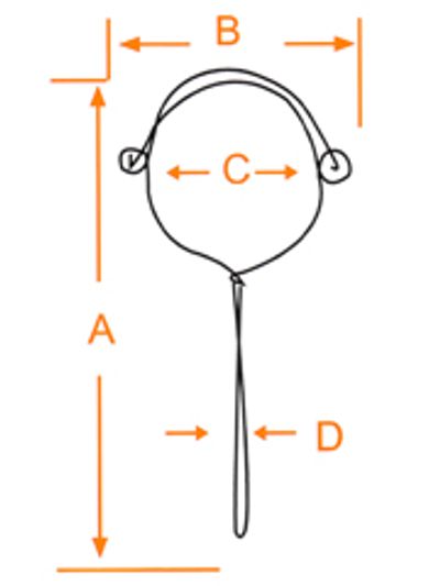 Plano acotado del punto de anclaje para tubo 350 con las dimensiones A a D