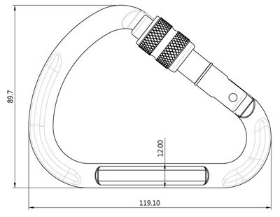 Karabiner A718KSG, Maßzeichnung des großen birnenförmigen Rahmens