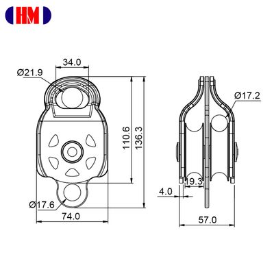 AP-092-B pulley dimension drawing
