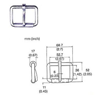 221 forged steel tongue buckle, photo and dimension drawing