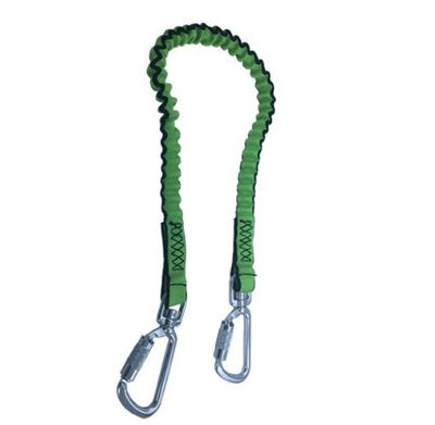 HTE-2H-A204KTL green tool tether lanyard with two aluminium swivel hooks