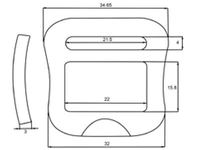 Double-Back-Schnalle AR022-1, Maßzeichnung