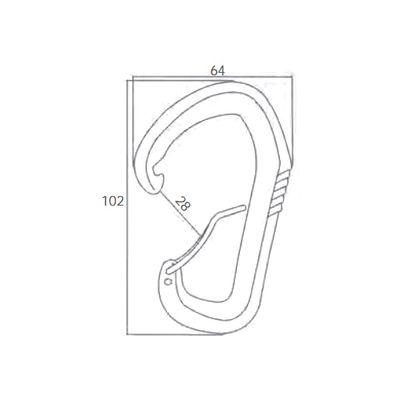 Plan coté de l'A007WR, 102 x 64 mm avec ouverture de 28 mm