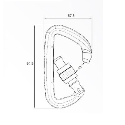 Karabiner A740KSG, Maßzeichnung mit 18 mm Öffnungsweite