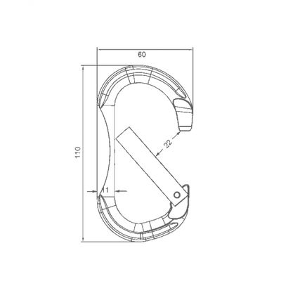 Karabiner B614K, Maßzeichnung mit 22 mm Öffnungsweite