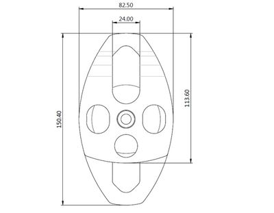 Plano de dimensiones de la polea doble AP-082