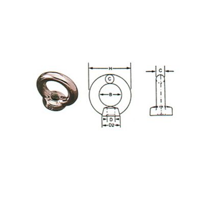 Golfare femmina SS582 in acciaio inossidabile 316, foto con disegno quotato