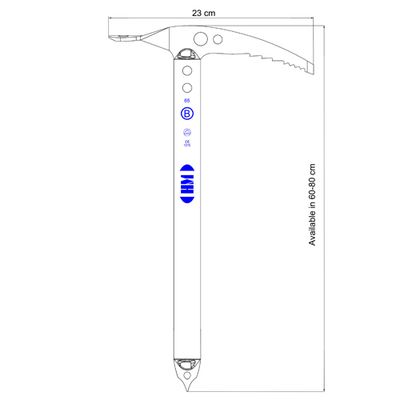 Disegno quotato della piccozza A950