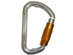 Silberner Aluminiumkarabiner A12116KTL-3 mit orangefarbener Triple-Lock-Hülse