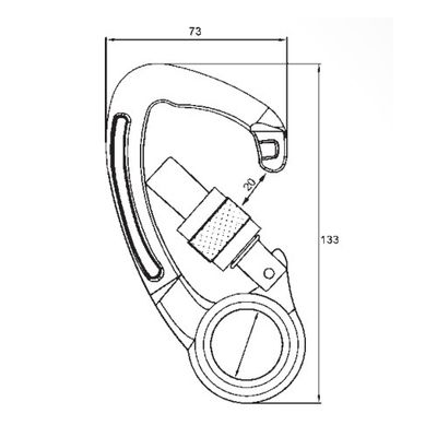 Karabinerhaken A140-22KSG aus geschmiedetem Aluminium, zweite Ansicht