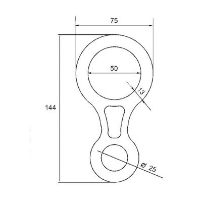 Disegno quotato del discensore a otto A234