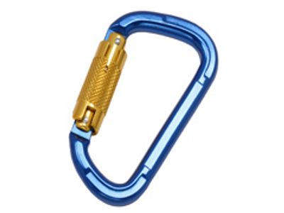 Mousqueton A2448PTL bleu en aluminium avec virole twist-lock dorée