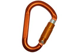 Orangefarbener birnenförmiger Aluminiumkarabiner A12120KTL-3 mit Triple-Lock-Hülse