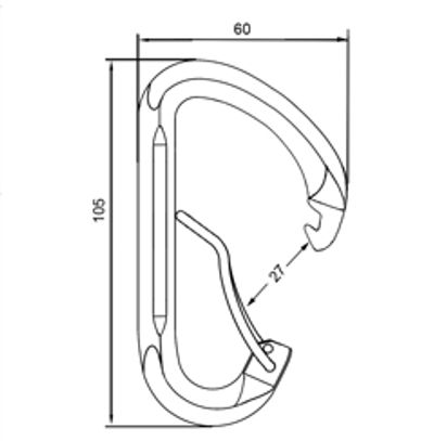 Karabiner B515WR, Maßzeichnung mit 27 mm Öffnungsweite