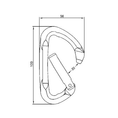 B274K dimension drawing, 100 x 56 mm with 20 mm opening