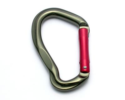 Moschettone in alluminio grigio B214K con leva piena rossa