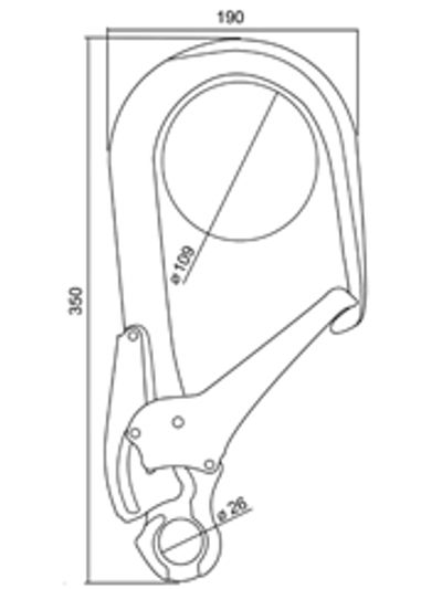 A8312 aluminium alloy rebar hook with 109 mm opening, second view