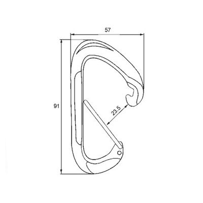 Plan coté de l'A006WR, 91 x 57 mm avec ouverture de 23.5 mm