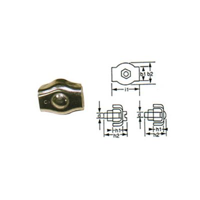 Sujetacables simplex SS511 de acero inoxidable 304, foto con plano acotado