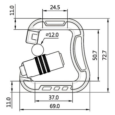 A766KTL dimension drawing showing frame size and 11 mm bar