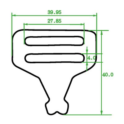 Plano acotado de la hebilla macho A826-25
