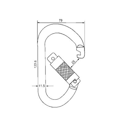 Plan coté de l'A12123TL-3 montrant le nez crochet et l'ouverture de 25 mm