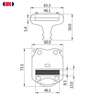 Plano de dimensiones de la hebilla macho y hembra SS834