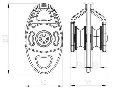 Seilrolle AP-085, Maßzeichnung