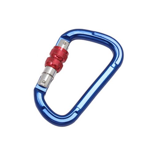 Mosquetón de aluminio A2448PSG azul con casquillo de rosca rojo