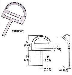 226 steel D-ring with bar, photo and dimension drawing