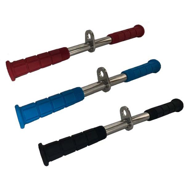 HAN-972 zip-line handlebars with red, blue and black grips