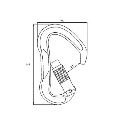 A12225KTL dimension drawing, 119 x 78 mm with 21 mm opening